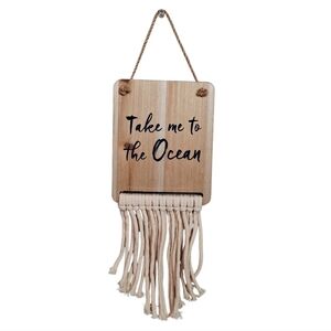 Take Me to the Ocean Wood Wall Decor | Coastal Boho Macrame Hanging